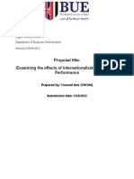 Proposal Title: Examining The Effects of Internationalization On Firms' Performance