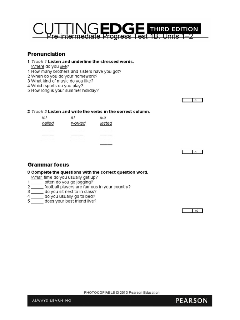 Units 1 2 Test B Pdf Linguistics Grammar