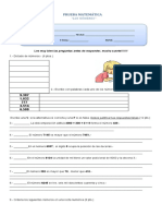 Prueba de Matematica Los Números.