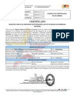 Certificado: Fecha de Inscripción: Fecha de Emisión: Fecha de Vencimiento: Código de Certificado: RU-23-J80683