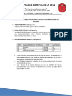 Municipalidad Distrital de La Cruz: Especificaciones Técnicas para La Contratación de Bienes