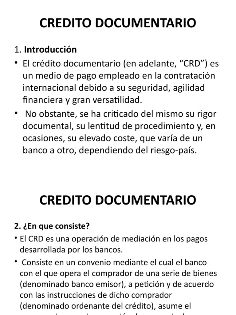 Credito Documentario | PDF | Carta de crédito | Bancos