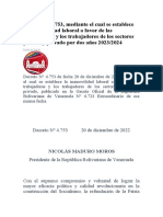 Decreto #4.753, Mediante El Cual Se Establece La Inamovilidad Laboral A Favor de Las Trabajadoras y Los Trabajadores de Los Sectores Público y Privado 2 Años 2023.2024