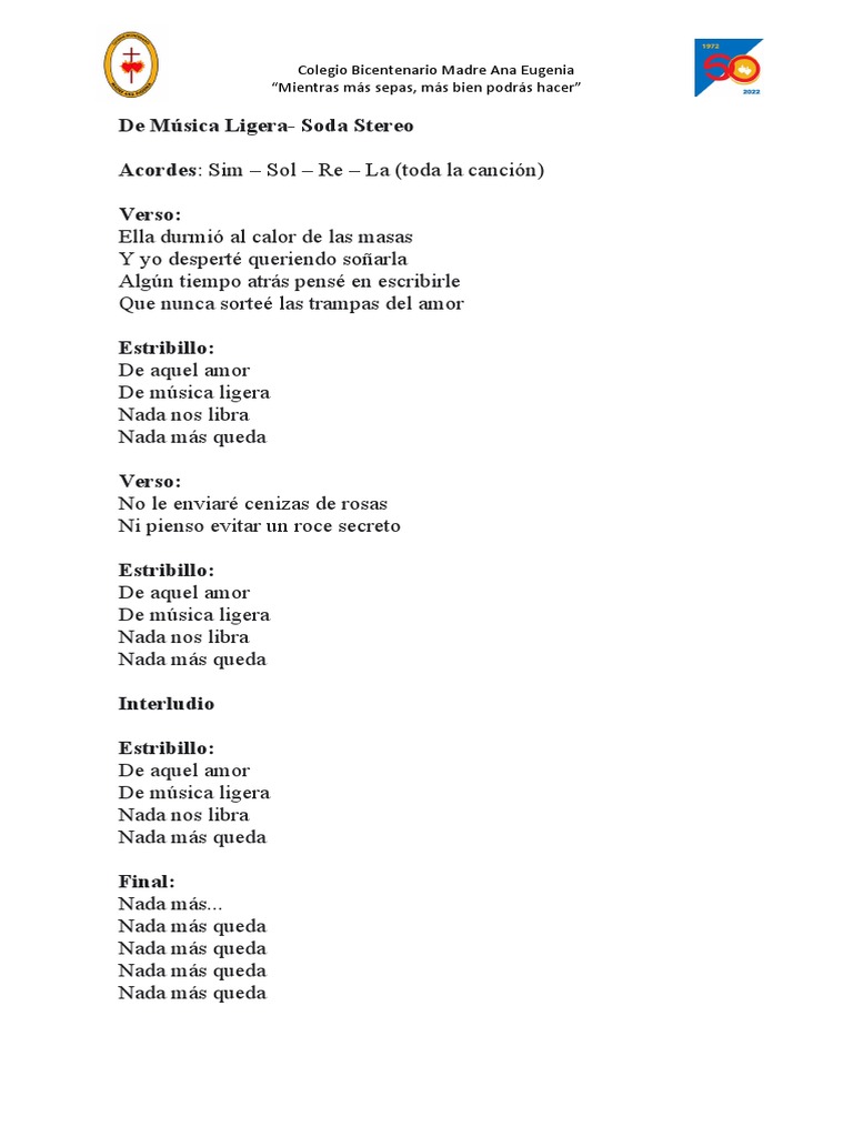 Acordes y letra de 