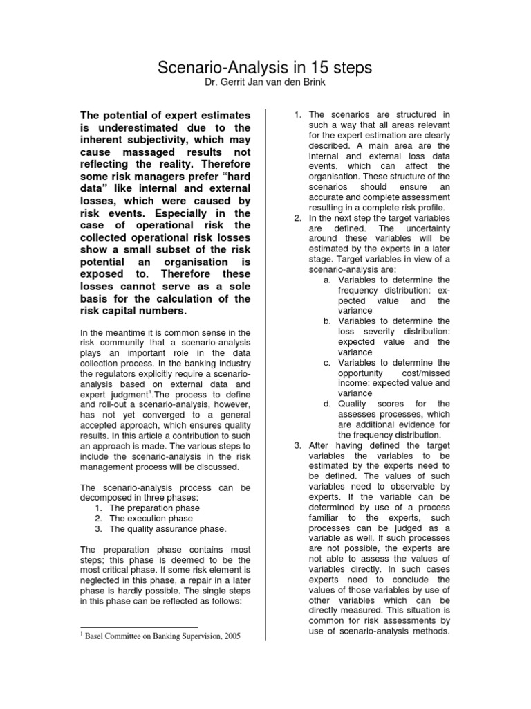 Scenario Analysis in Risk Management | PDF | Expert | Risk