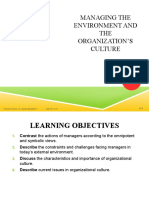 Managing The Environment and THE Organization'S Culture: Principl Es of Management Mgts F 211