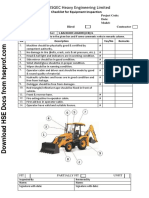 Check list for construction equipment