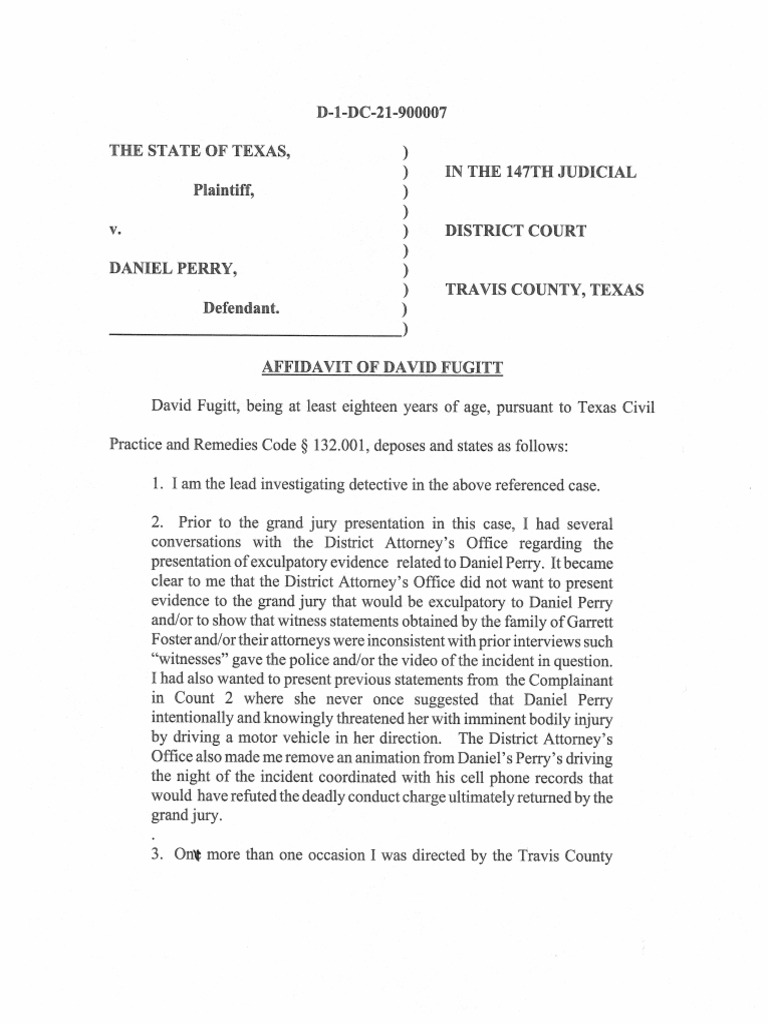 Affidavit of David Fugitt in Texas Case | PDF | Witness | Grand Jury