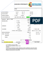 Preliquidación laboral de Jaime Calderón