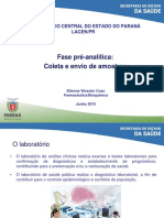 Fase Pré-Analítica: Coleta e Envio de Amostras: Laboratório Central Do Estado Do Paraná Lacen/Pr