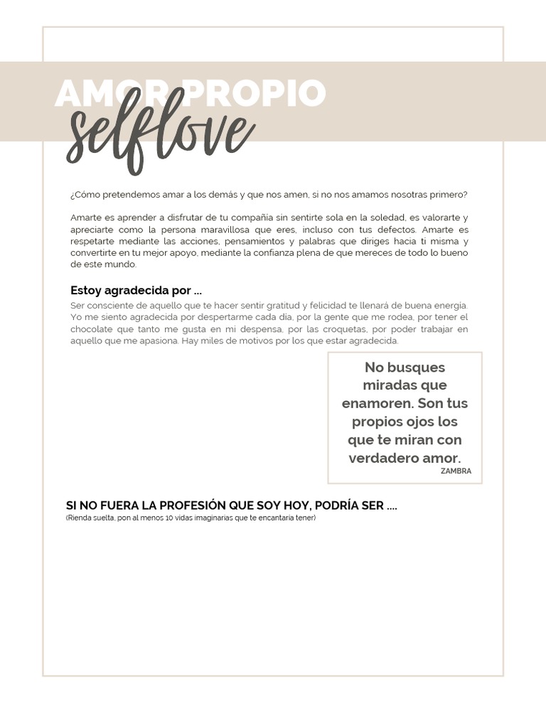 Workbook Amor Propio Zambra Pdf Amor