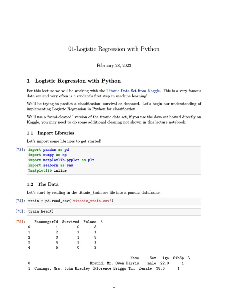01-Logistic Regression With Python | PDF