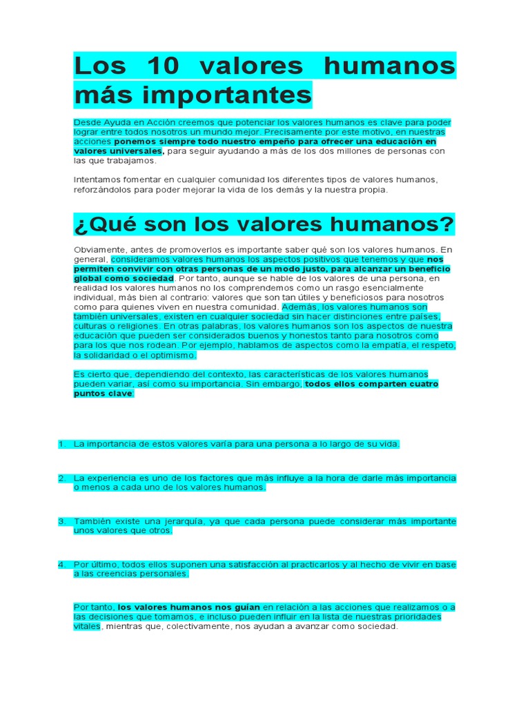 1 Valores Humanos | PDF | Amor | Empatía