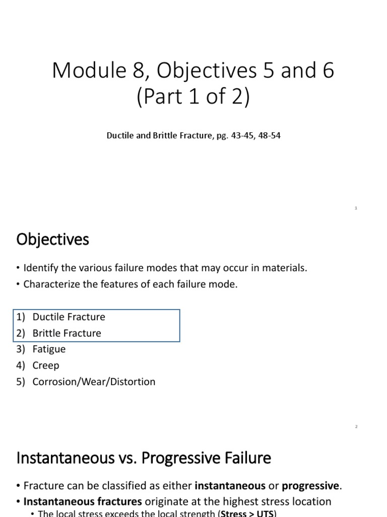 O5+6, Part 1 Ductile and Brittle Fracture PDF Fracture Ductility