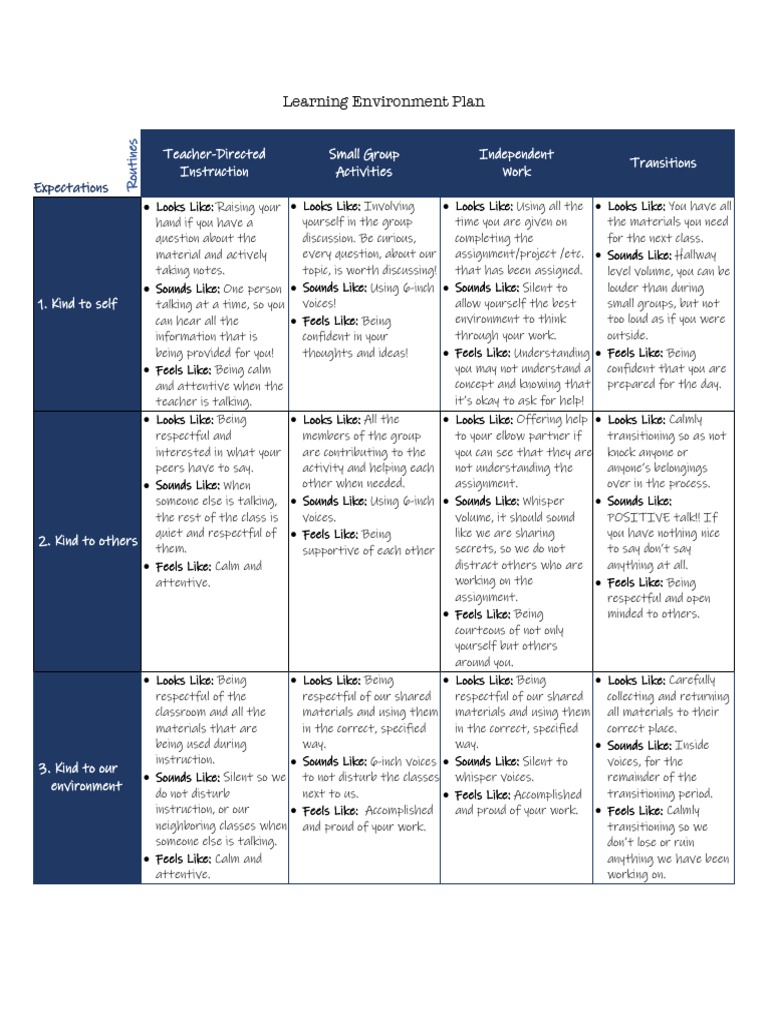Learning Environment Chart | PDF | Cognition | Learning