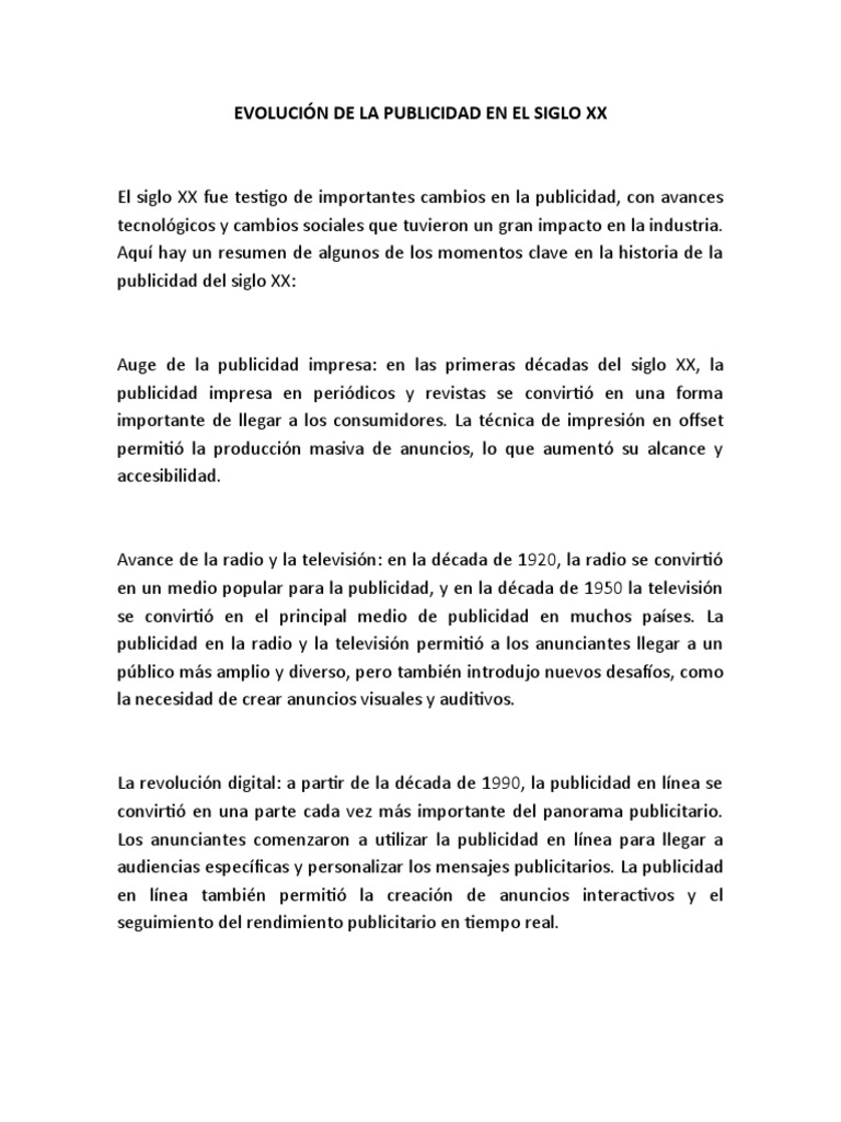 Evolución de La Publicidad en El Siglo XX | PDF | Publicidad | Internet