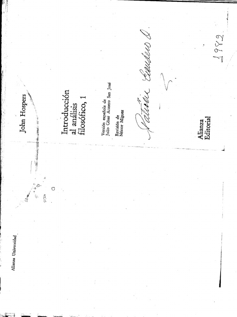 Introduccion Al Analisis Filosofica John Hospers PDF