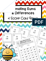 Estimating Sums & Differences: 4 Score Card Game