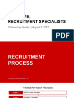 Welcome, Recruitment Specialists: Onboarding Session - August 6, 2021