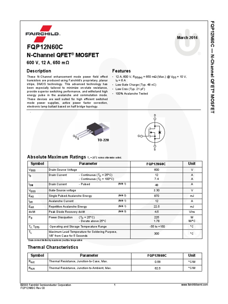 FQP12N60C FairchildSemiconductor | PDF