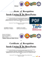 Certificate of Recognition Sarah Catrina B. de Mesa-Portes