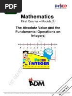 Mathematics: The Absolute Value and The Fundamental Operations On Integers