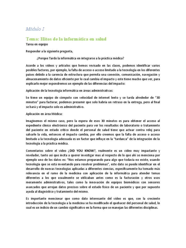 Impacto de la Tecnología en Salud | PDF | Informática | Medicina