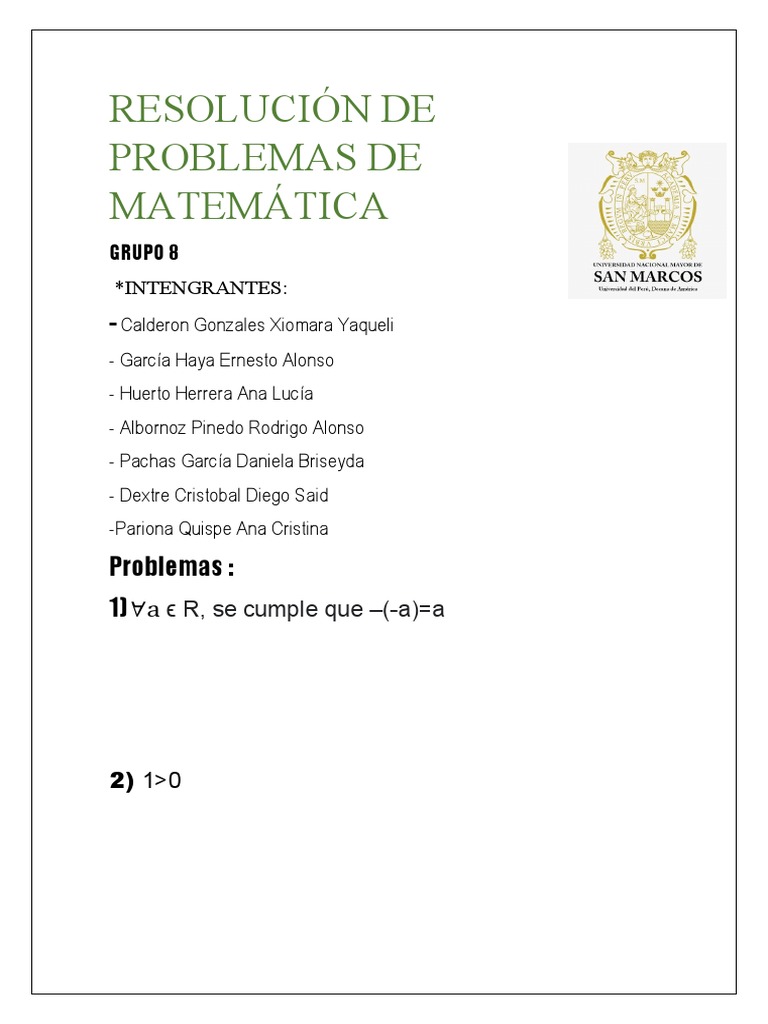 RESOLUCIÓN DE PROBLEMAS DE MATEMÁTICA - Semana 1 | PDF | Métodos y ...