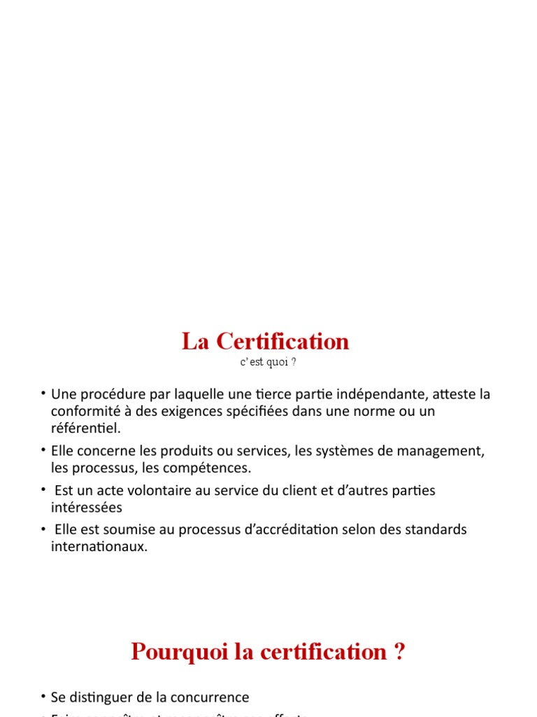Comprendre le processus de certification | PDF