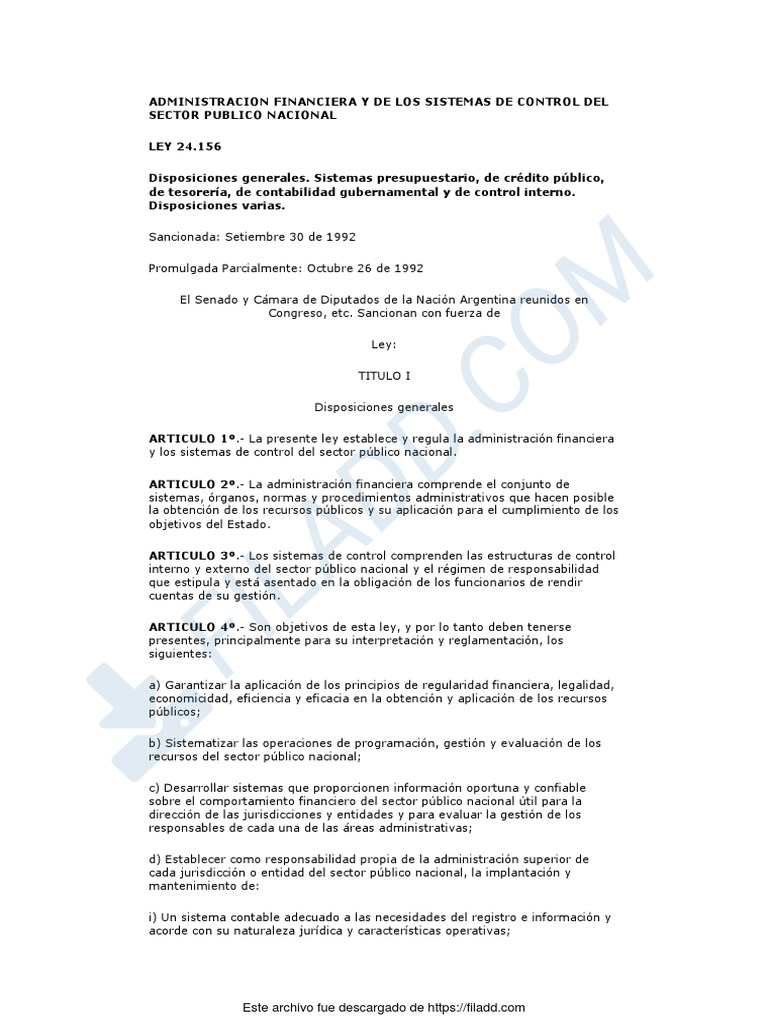 FiladdLey 24156 Administracion Financiera PDF Presupuesto