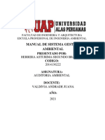 Manual de Sistema Gestion Ambiental: Herrera Asturima Segundo Brajhan 2014136222