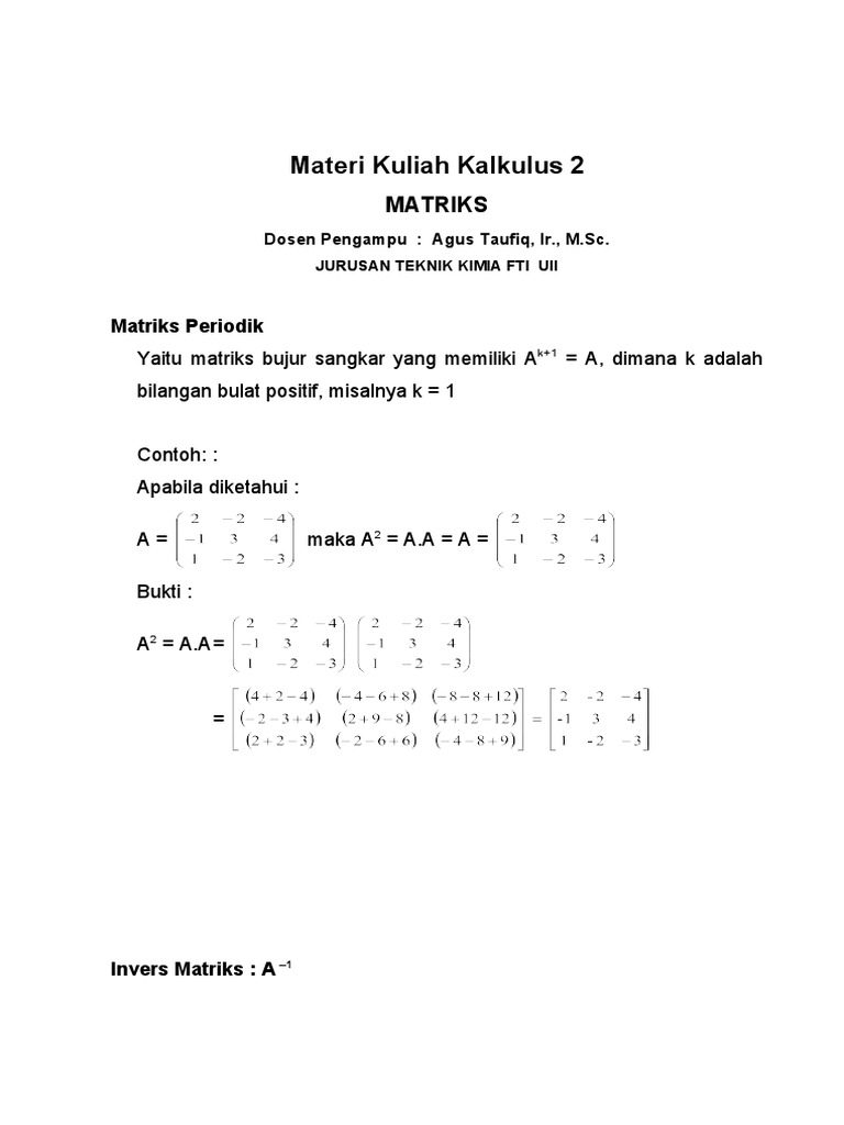 Materi Kalkulus 2: Matriks | PDF