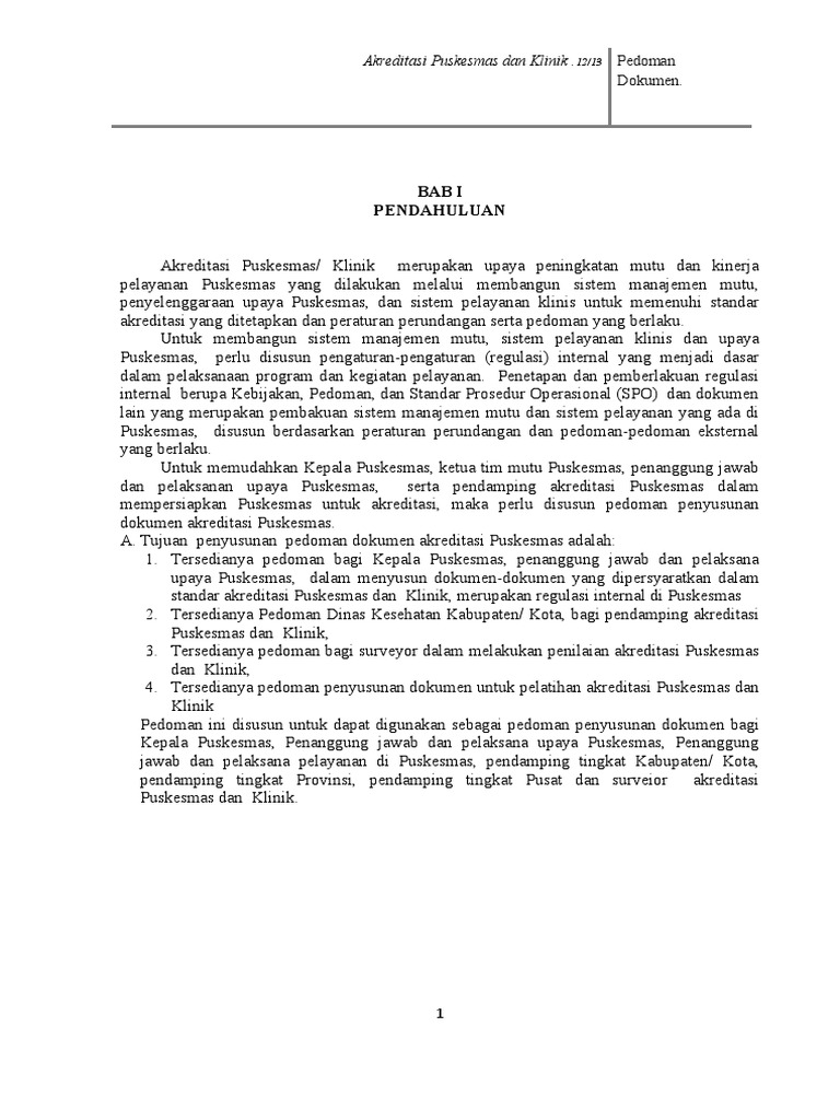 Pedoman Penyusunan Dokumen Akreditasi Pdf