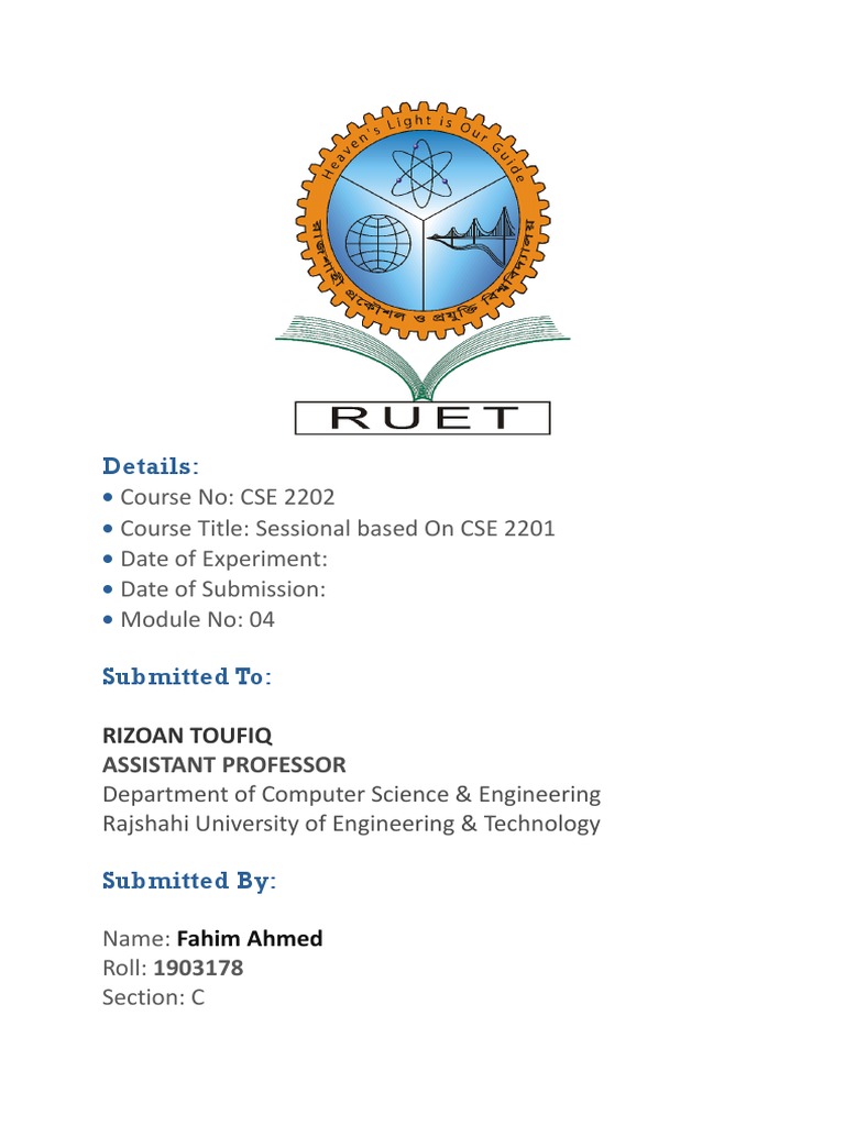 CSE 2202 Lab Report by Fahim Ahmed | PDF | Matrix (Mathematics) | Algebra