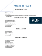Conteúdo PAS 3 matérias biologia, matemática, física, química, geografia, história, português