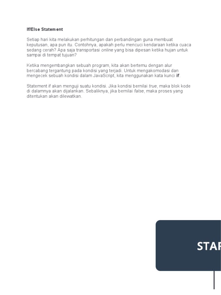 Pengenalan Statement If-Else JavaScript | PDF