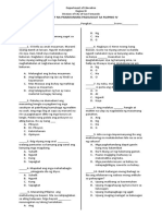 Ikaapat Na Panahunang Pagsusulit Sa Filipino Iv: Department of Education Region III Division of City of San Fernando