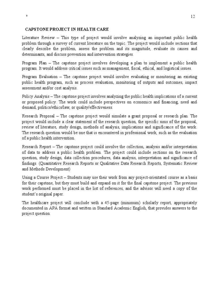 Capstone Project Format PDF Evaluation Methodology