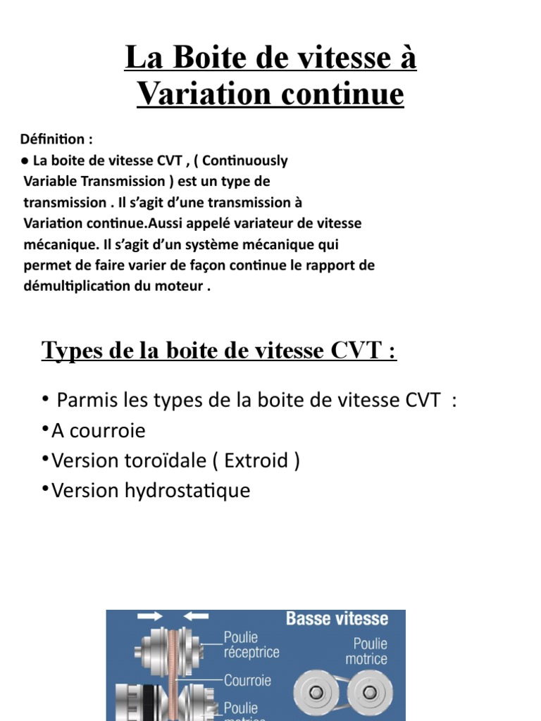 Boite de Vitesse à Variation Continue CVT | PDF