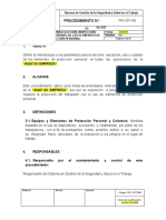 PRC-SST-009 Procedimiento para La Elección, Inspección, Reposición, Uso y Cuidado de Los EPP