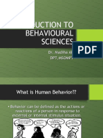 Introduction To Behavioural Sciences: Dr. Madiha Ali DPT, Msompt