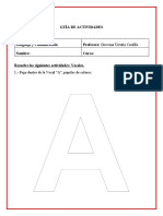 Guía de Actividades: 1.-Pega Dentro de La Vocal "A", Papeles de Colores