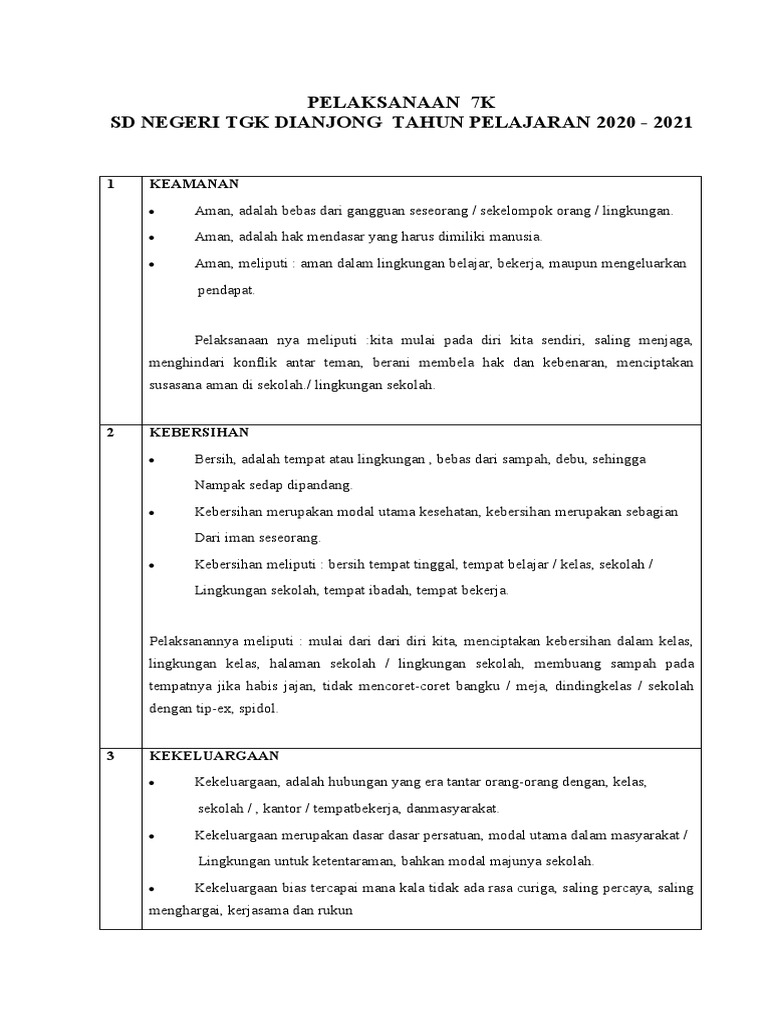 Implementasi Program 7K di Sekolah | PDF