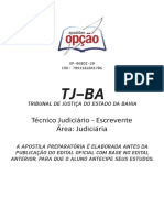 Tj-Ba: Técnico Judiciário - Escrevente Área: Judiciária