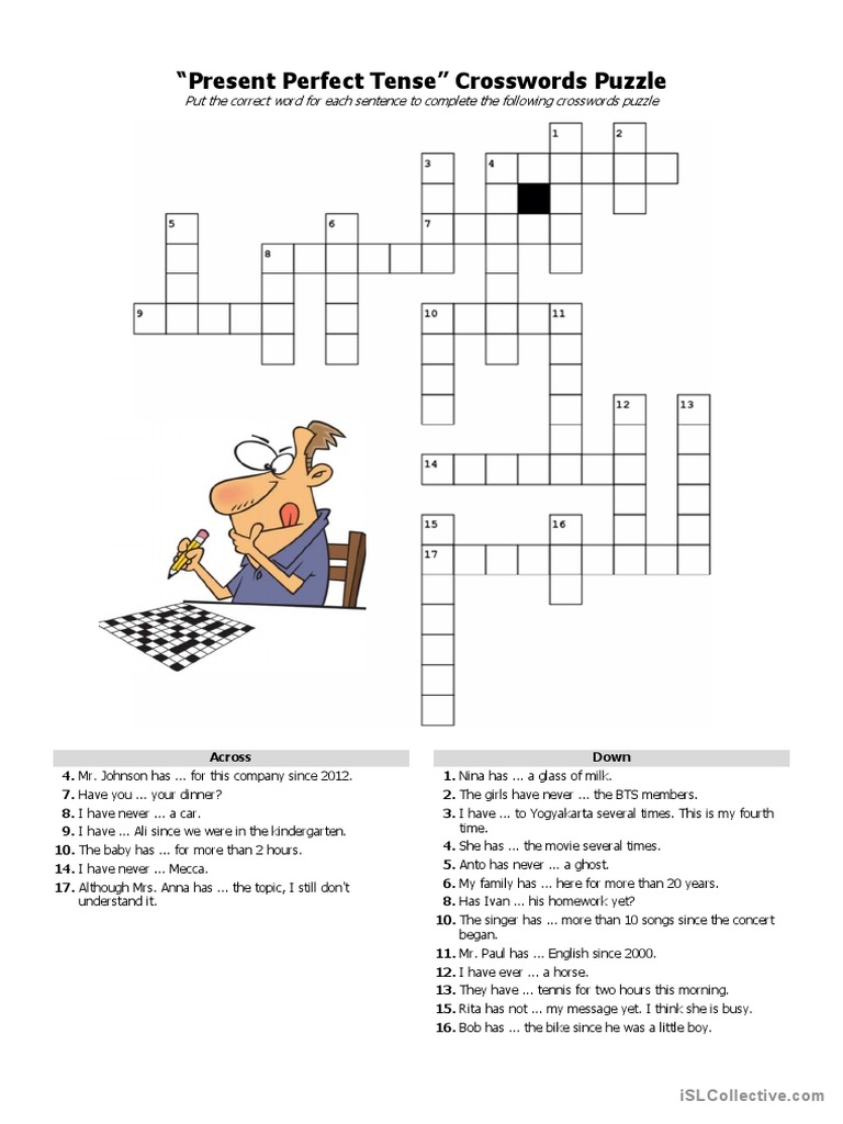 Present Perfect Tense - Crosswords Puzzle | PDF