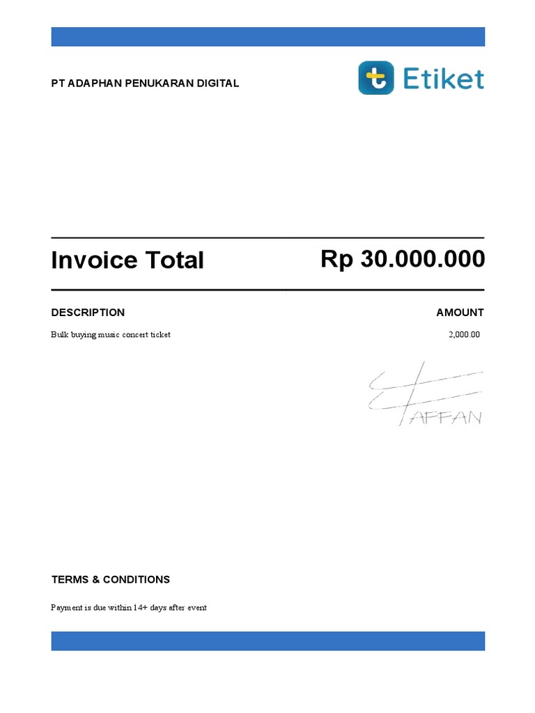 Invoice total rp 30 000 000 pt adaphan penukaran digital pdf