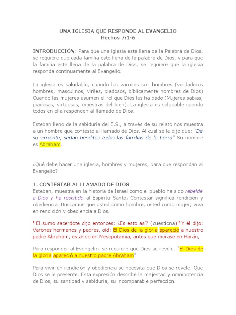 Respuesta de la Iglesia al Evangelio | PDF | Abrahán | Dios