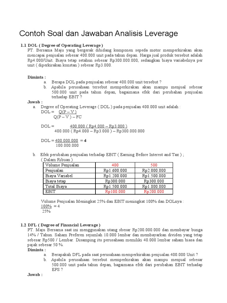 Analyzing Leverage In A Motorcycle Component Company Pdf