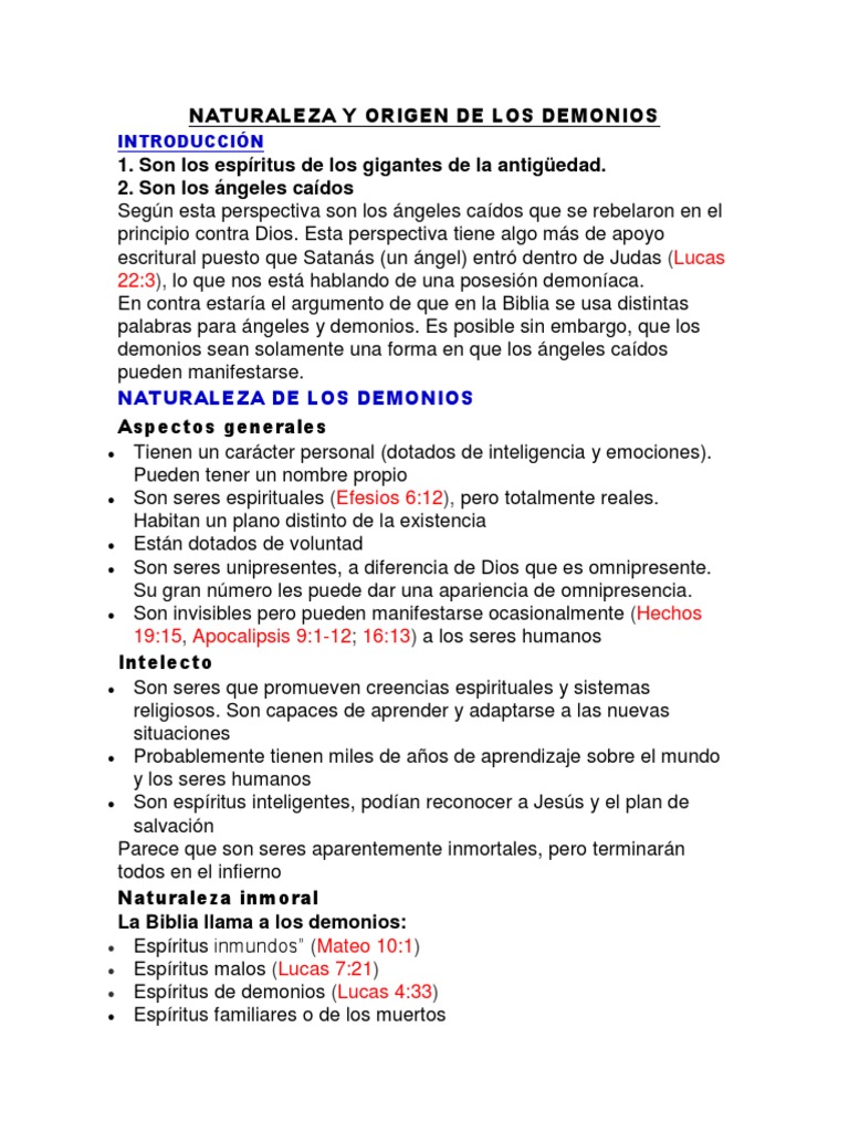 Naturaleza y Poder de los Demonios | PDF | Demonios | Satán