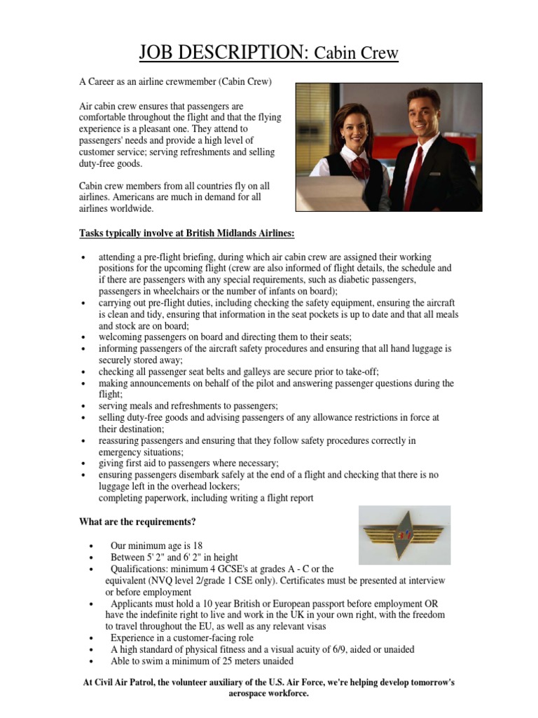 Job Description Flight Cabin Crew B7E19651F3736 | PDF | Flight ...